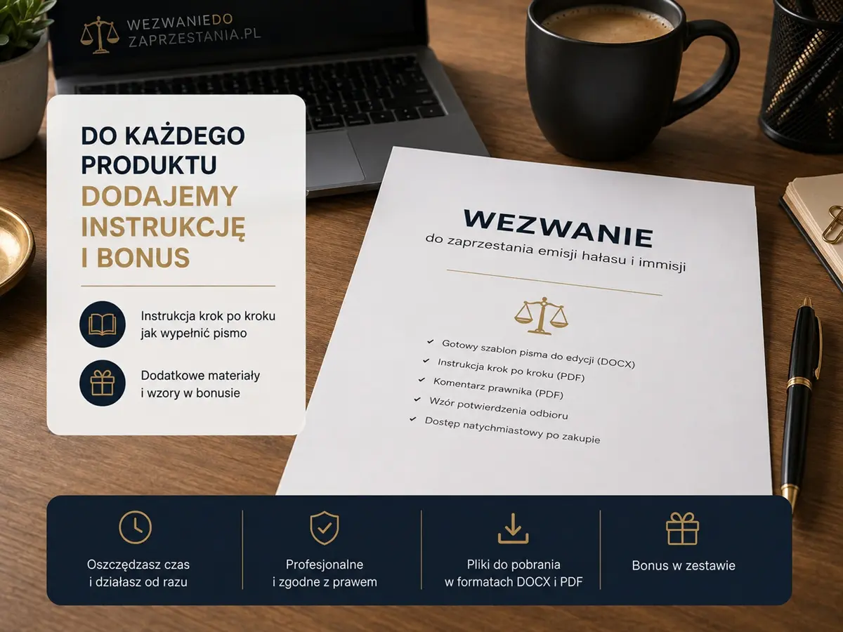 gotowy wzór - wezwanie do zaprzestania emisji hałasu i immisji